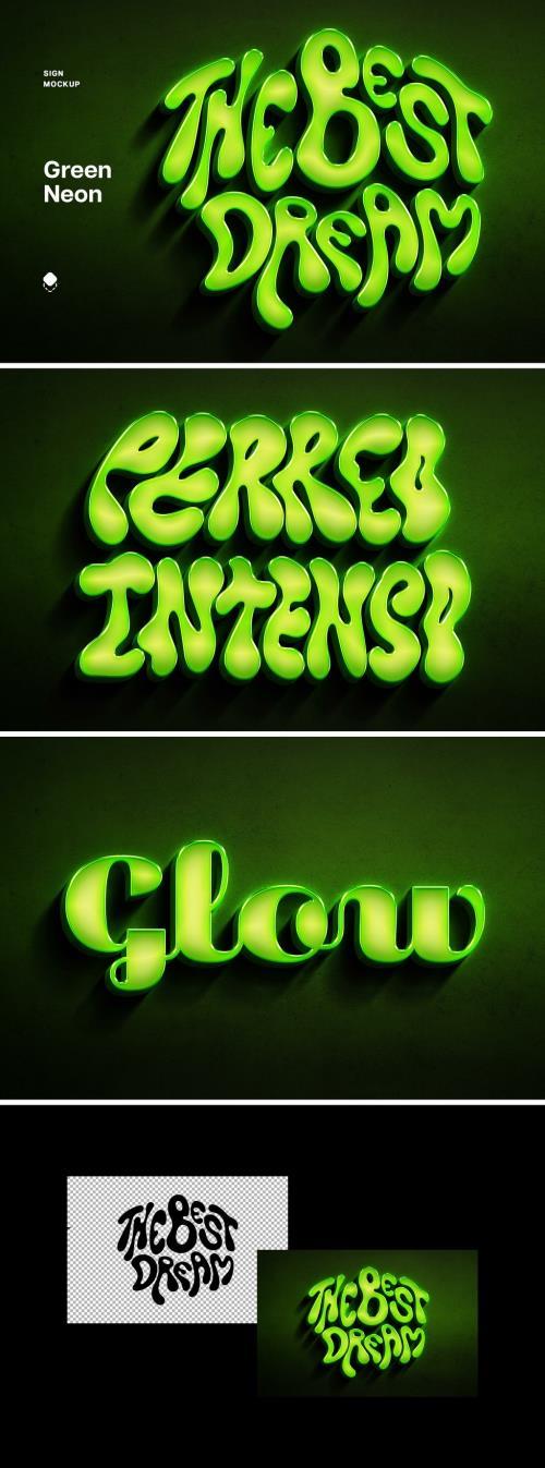 Green Neon Wall Text & Logo Mockup - 28781498 - P292V8F