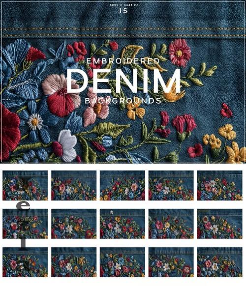 Embroidered Denim Backgrounds - J7R75PS