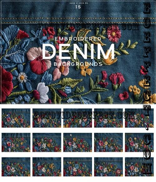 Embroidered Denim Backgrounds - J7R75PS