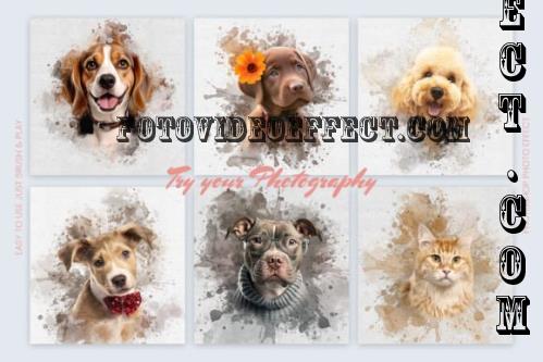 Pet Watercolor Art Photoshop Action - 287856293