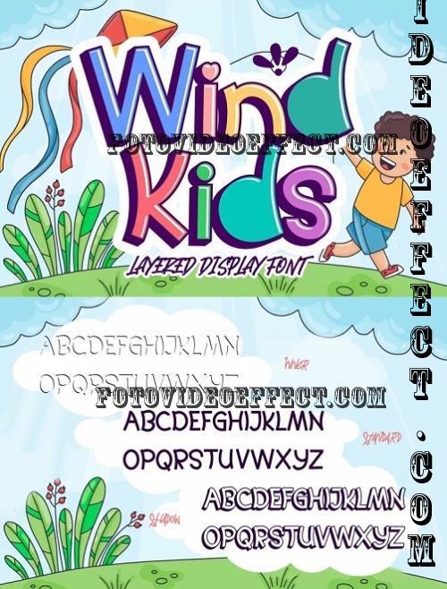 Wind Kids  Layered Display Font - 4224190 - 982F8M8