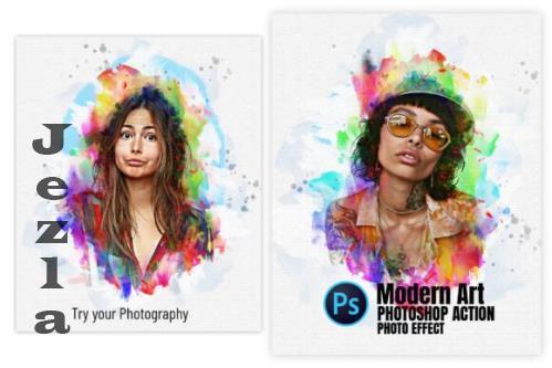 Colored Paint Art Photoshop Action - 287850424