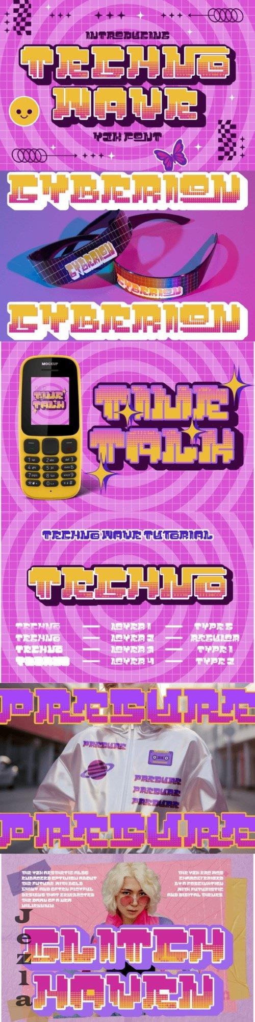 Techno Wave - Y2k Style Font - 288311166