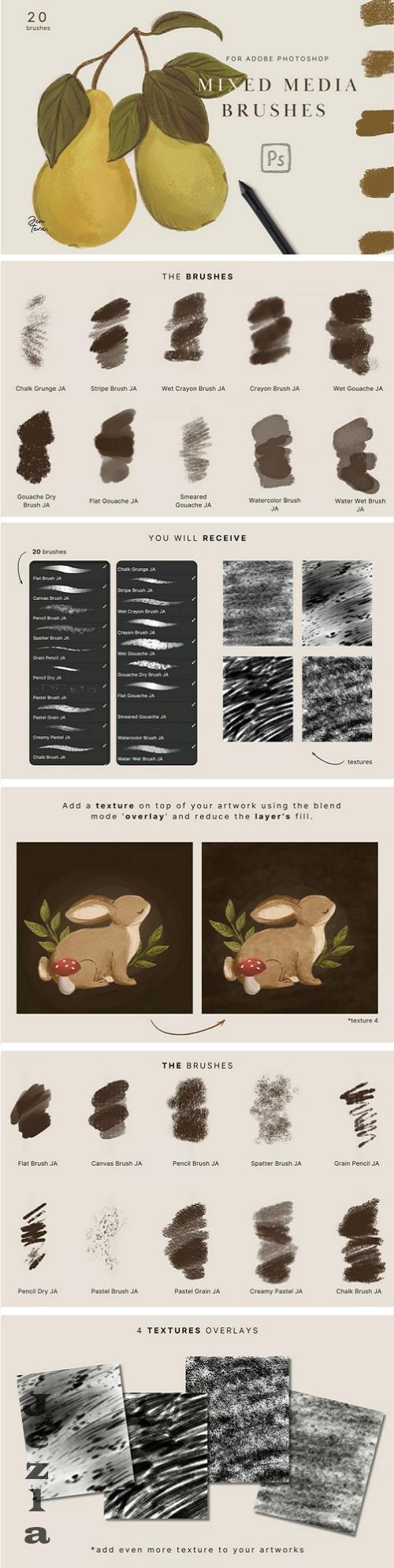 20 Photoshop Mix Media Brushes - 91962041