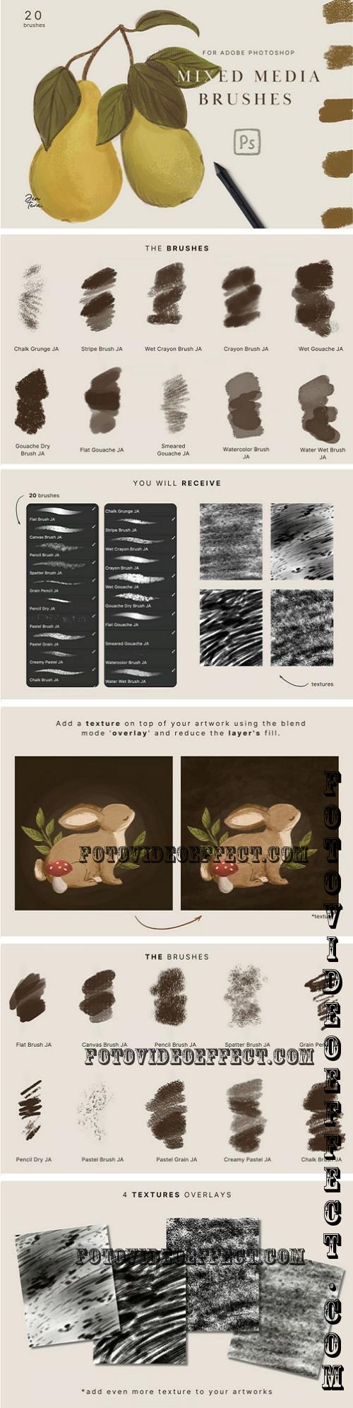 20 Photoshop Mix Media Brushes - 91962041