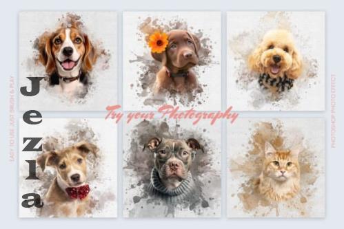 Pet Watercolor Art Photoshop Action - 287856293