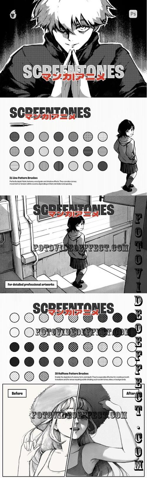 Manga Screentone Photoshop Brushes - 92112349