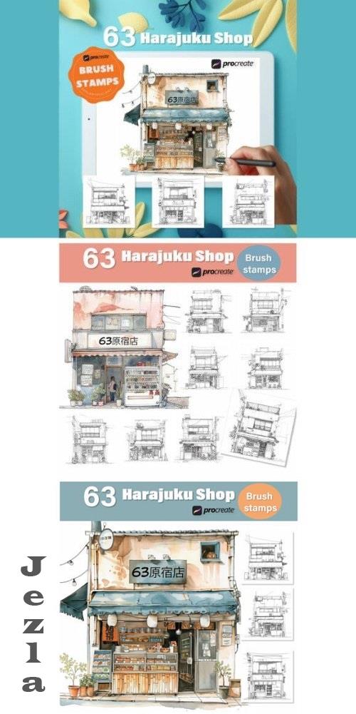 Harajuku Shop, 63 Procreate Stamps