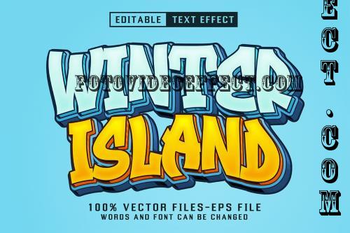 Winter Island Cartoon Text - Editable Text Effect - YP735DF