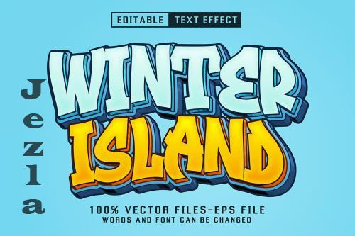 Winter Island Cartoon Text - Editable Text Effect - YP735DF