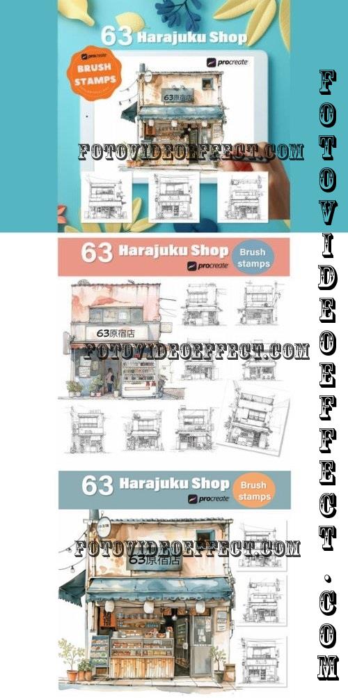 Harajuku Shop, 63 Procreate Stamps