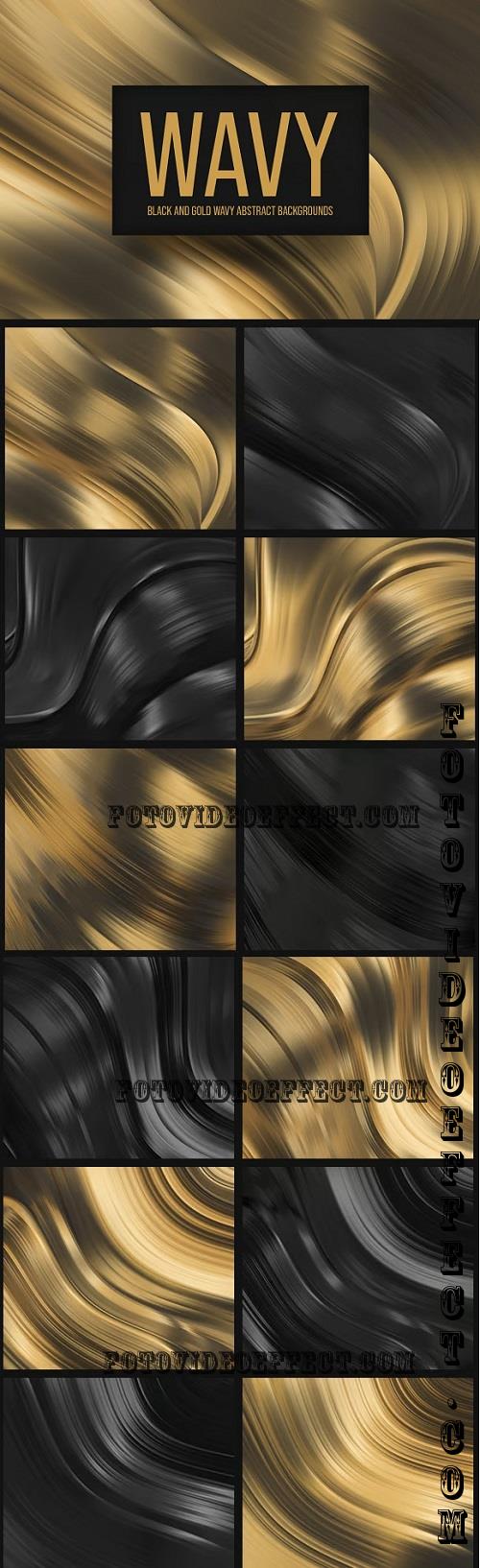 Black and Gold Wavy Abstract Backgrounds - RSPJ73G