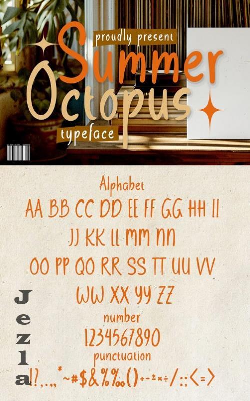 Summer Octopus Hand Written Typeface Font - 279912991 - 54DA8X4