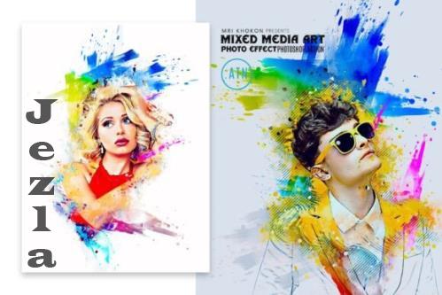 Mixed Media Art Photoshop Action - 283650476