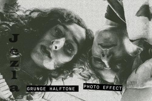 Grunge Halftone PSD Photo Effect - B7CV3T4