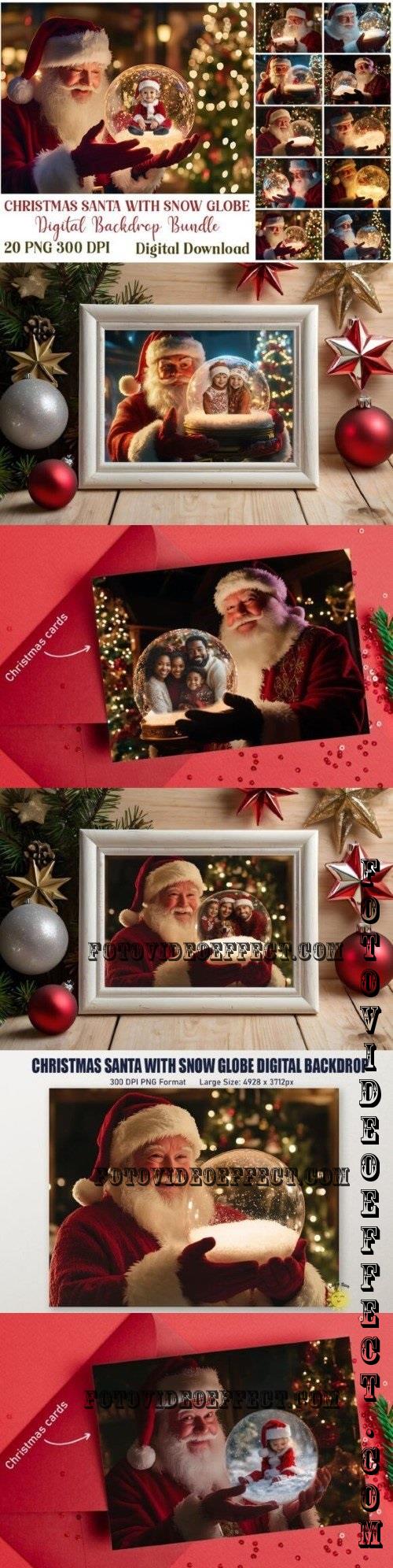 Christmas Santa with Snow Globe Backdrop Bundle