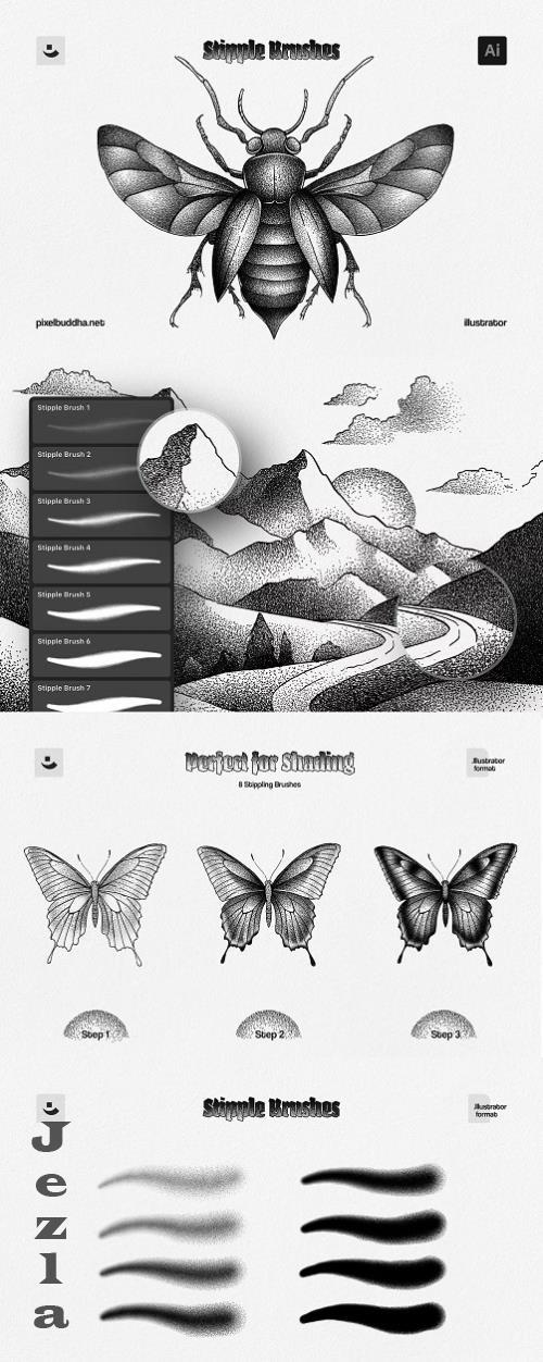 Stipple Brushes for Illustrator - 286934489