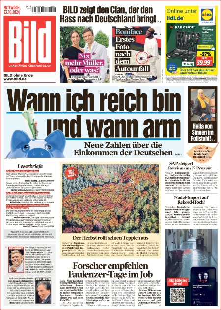 Bild Zeitung vom 23 Oktober 2024