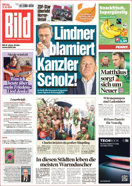 Bild Zeitung vom 25 Oktober 2024