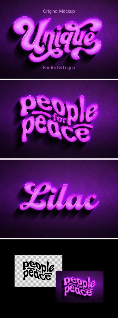 Lilac 3D Neon Wall Mockup - 287792111