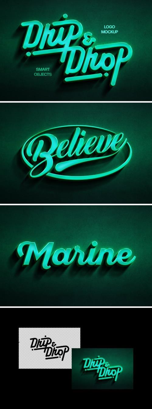 Marine 3D Neon Logo Mockup - 287792130 - APTKJQF