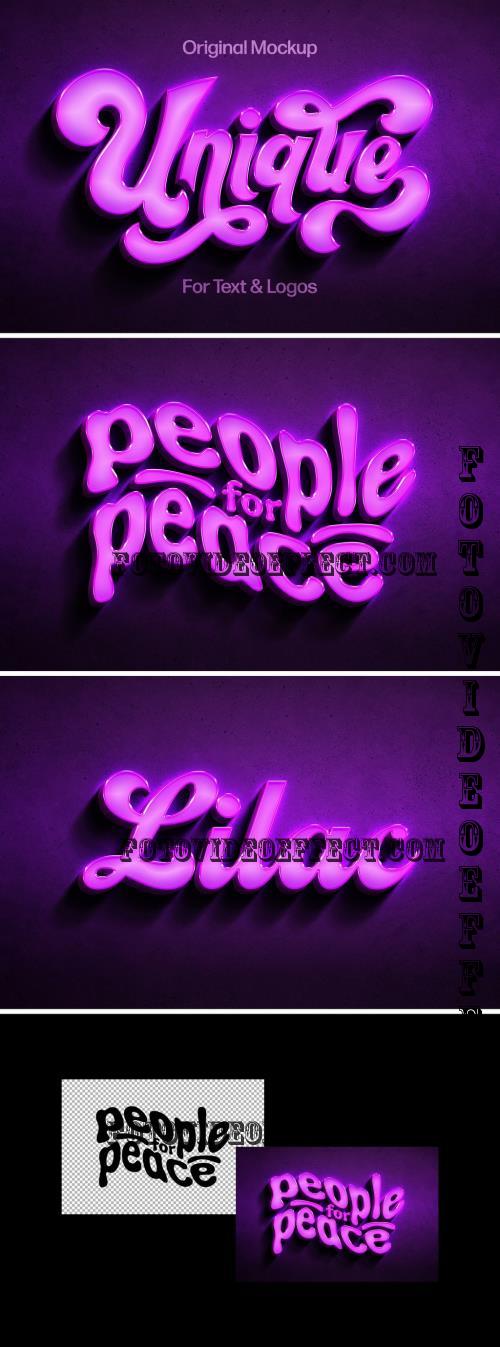 Lilac 3D Neon Wall Mockup - 287792111