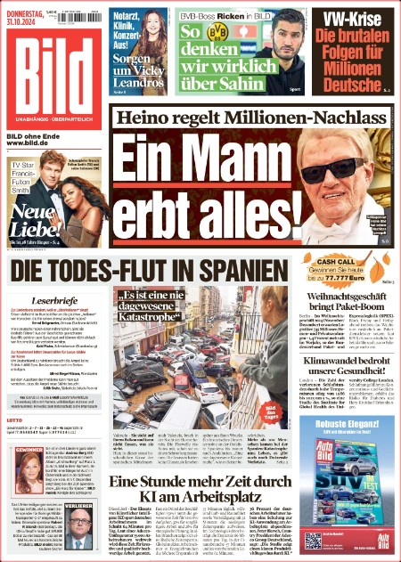 Bild Zeitung vom 31 Oktober 2024