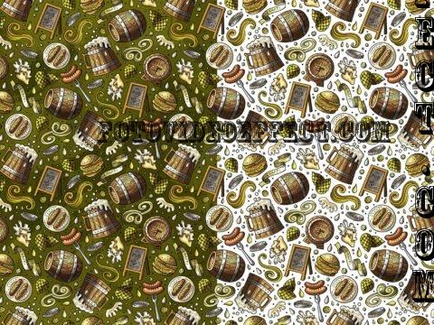 Beer Fest Cartoon Seamless Pattern - KCFWMSR