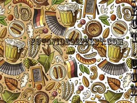 Beer Fest Cartoon Seamless Pattern - CMFM2SE