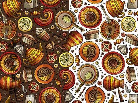 Coffee House Cartoon Seamless Pattern - HQKHCGP