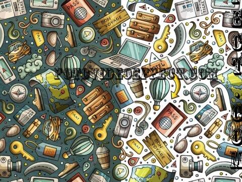 Travel Planning Cartoon Seamless Pattern - 5X6AHU2