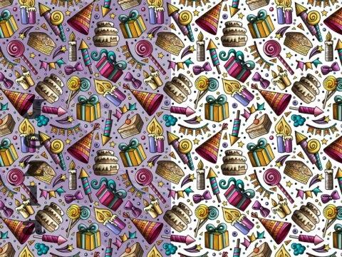 Happy Birthday Cartoon Seamless Pattern - J2RW7MF