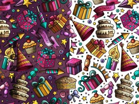 Happy Birthday Cartoon Seamless Pattern - N9DATPV