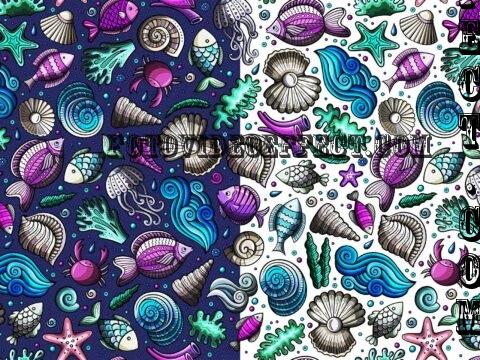 Underwater Cartoon Seamless Pattern - 6P6H8C9