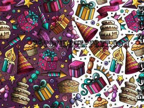 Happy Birthday Cartoon Seamless Pattern - N9DATPV