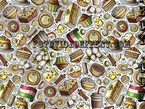 Italian Food Cartoon Seamless Pattern - SNHQK2S