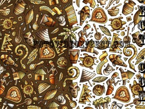 Africa Cartoon Seamless Pattern - BKQTA2R