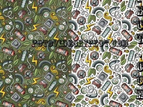 Electric Vehicles Cartoon Seamless Pattern - VL2BE2K