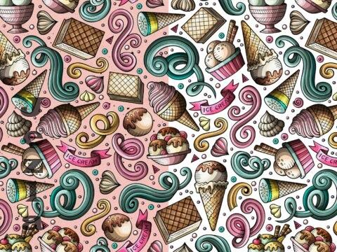 Ice Cream Cartoon Seamless Pattern - BWJGNLW