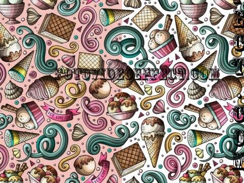 Ice Cream Cartoon Seamless Pattern - BWJGNLW