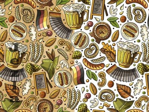 Beer Fest Cartoon Seamless Pattern - CMFM2SE