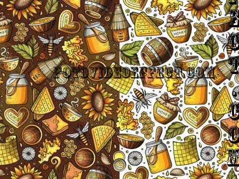 Honey Cartoon Seamless Pattern - FVFBWMR