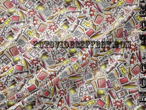 Artist Supplies Cartoon Seamless Pattern - LCG5WMV