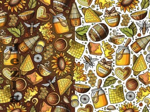 Honey Cartoon Seamless Pattern - FVFBWMR