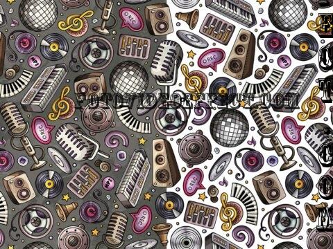 Disco Music Cartoon Seamless Pattern - TNTJUFF