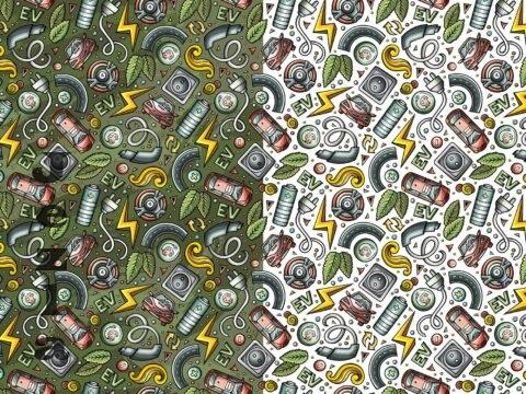 Electric Vehicles Cartoon Seamless Pattern - VL2BE2K