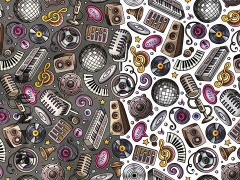 Disco Music Cartoon Seamless Pattern - TNTJUFF