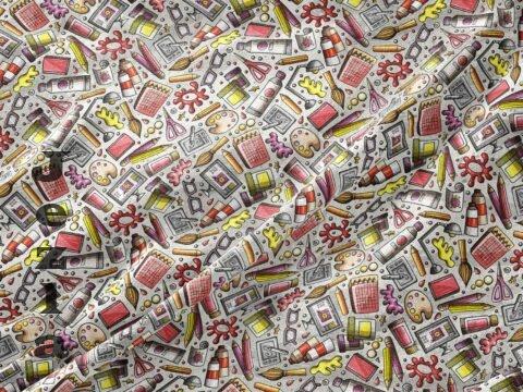 Artist Supplies Cartoon Seamless Pattern - LCG5WMV