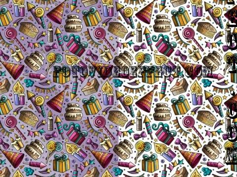 Happy Birthday Cartoon Seamless Pattern - J2RW7MF