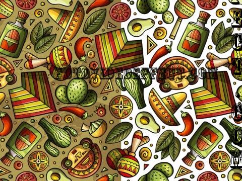 Latin America Cartoon Seamless Pattern - B45NL5C